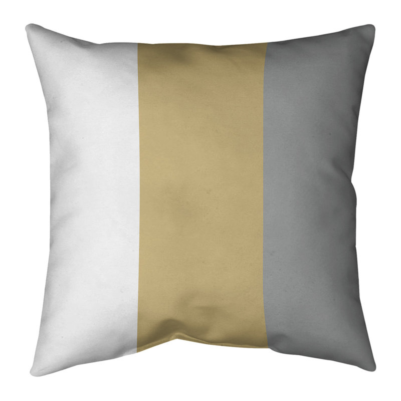 Coussin en suède Colorado, 16 po x 1 po, Blanc / Or / Gris