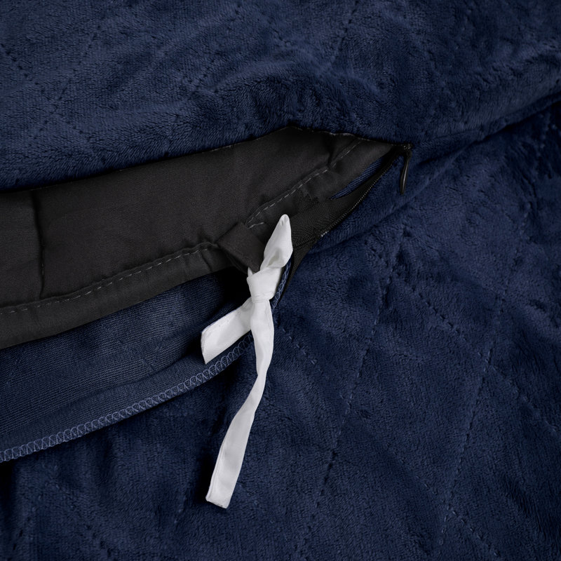 Navy Fleece 20 lb Weighted Blanket with Removable Cover