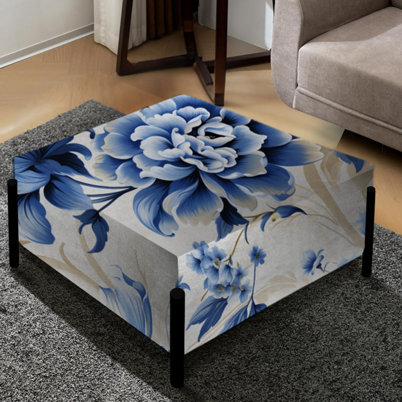 Grand repose-pieds carré bleu Cobalt