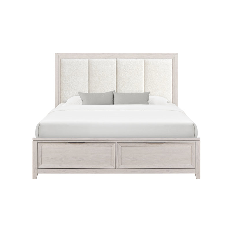 Lit à panneau tapissier Modern, Lit double, Beige