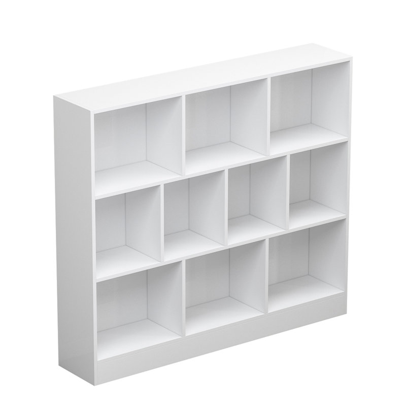 White Modular Kids Bookshelf With 10 Cubbies & Stable Base