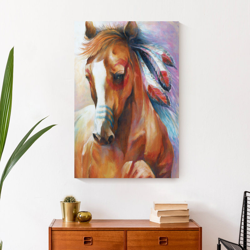 «Native American Horse», reproduction d'art sur toile non encadrée