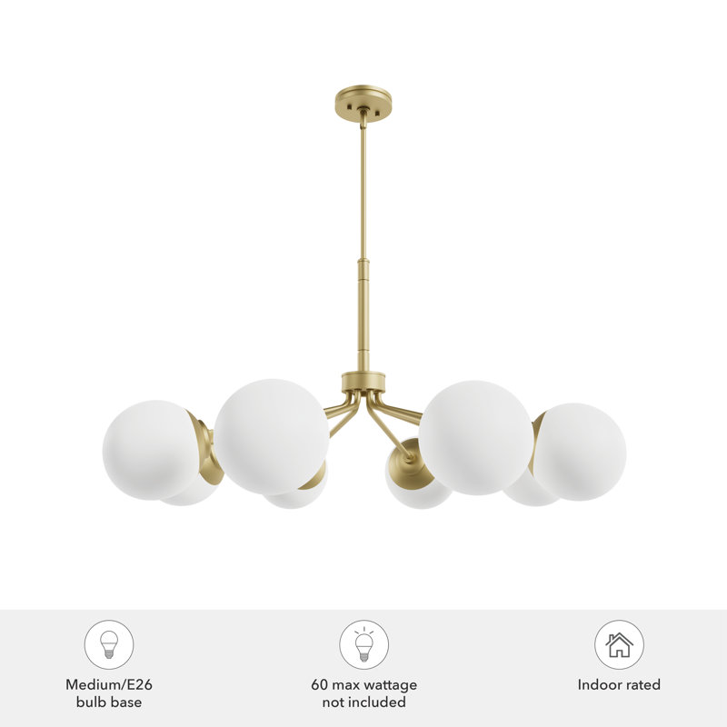 Hepburn Glam 8-Light Brass Sputnik Chandelier with White Orbs
