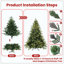 Arbre de Noël artificiel pré-éclairé avec 450 lumières incandescentes blanc chaud, 2225 pointes, pin articulé en PE + PVC avec branches à mémoire de forme partielle, support en métal pliable pour la décoration des Fêtes