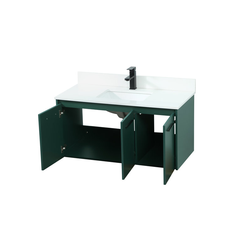 Penn 40'' Single Bathroom Vanity with Engineered Marble Top, Green