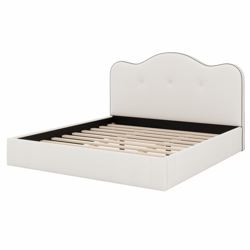 Structure de lit plateforme tapissier avec tête de lit confortable