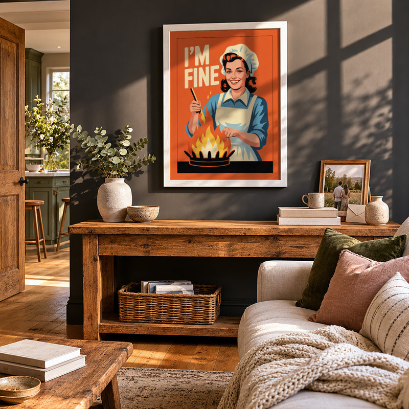 I'm Fine Retro - Framed Print, A1 - 84.1 x 59.4 cm, White