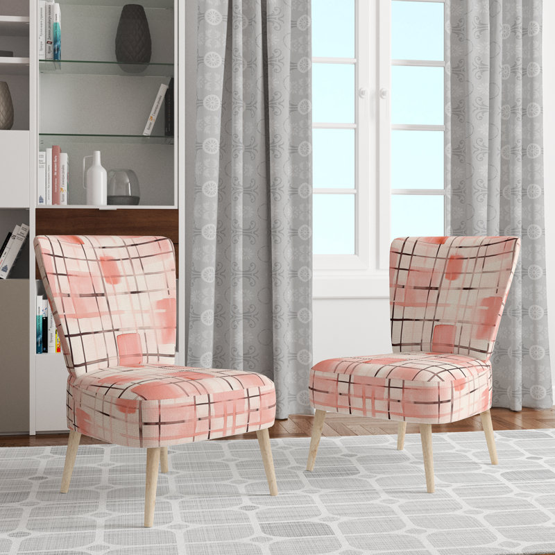 Chaise d'appoint abstraite moderne transitionnelle rembourrée - Chaise d'appoint Blush Grid III