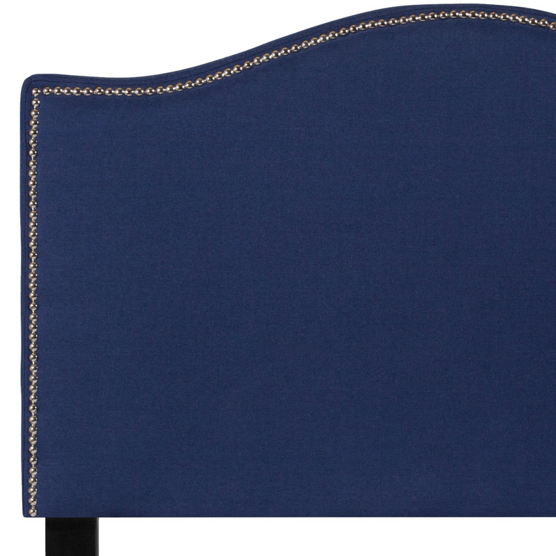 Tête de lit tapissier arquée avec garniture cloutée Fitzsimmons, Simple, Bleu marine