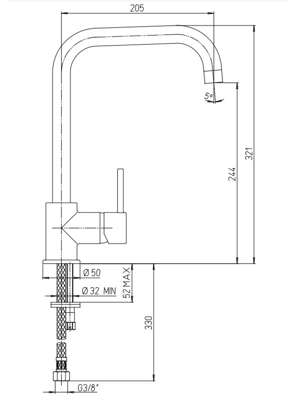 Piralla Cox Kitchen Faucet, Chrome