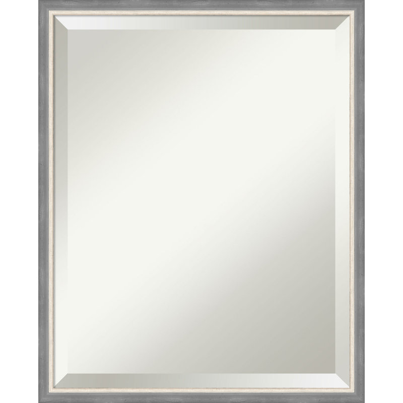Earsie Solid Wood Rectangle Wall Mirror, 21.25" x 17.25", Blue