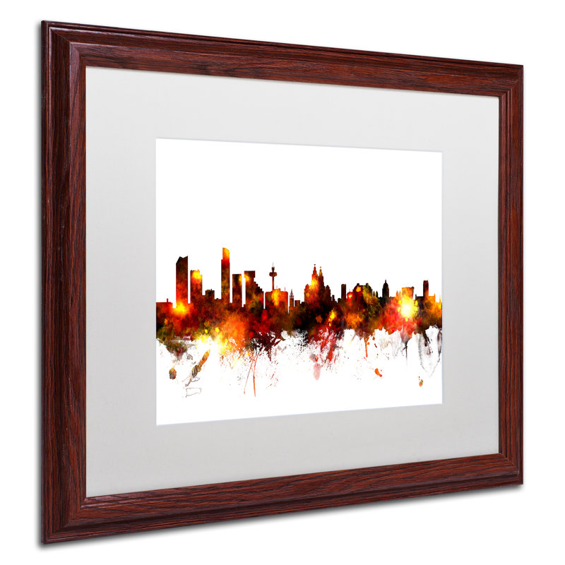 « liverpool england horizon red », impression encadrée, H 16 po x l 20 po x P 0,5 po, Brun