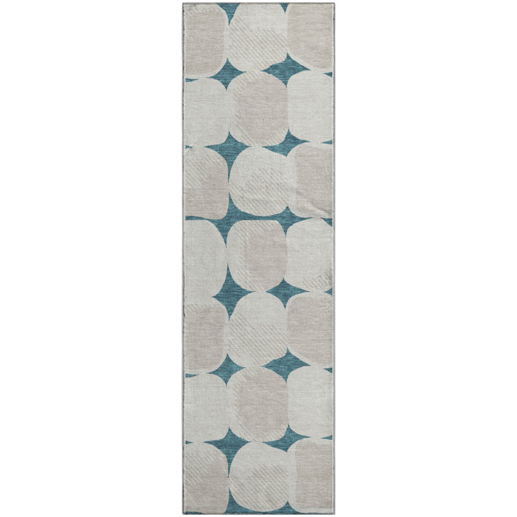 Premium Machine Washable Prisco Teal Rug