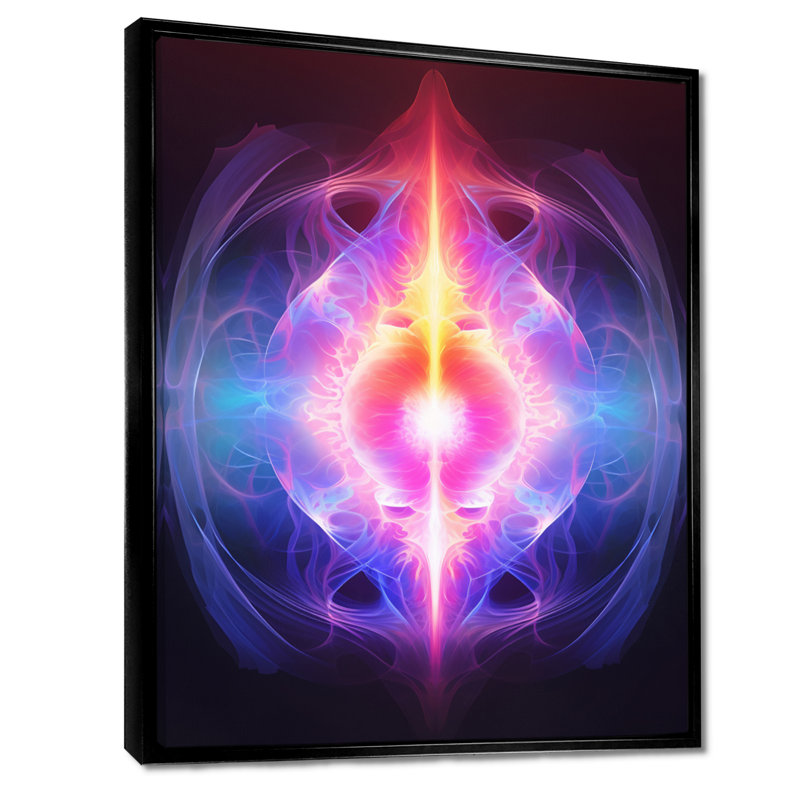 Mandala Vibrant Awakening - reproduction d'art abstraite, Toile avec cadre flottant noir, H 32 po x l 16 po x P 1 po