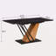 Table de salle à manger extensible de 61,81 po (46,46 po), table rectangulaire géométrique moderne avec structure en métal robuste et base en panneau de fibres à densité moyenne, plateau de table en bois réglable pour la maison, la salle à manger -1371095962