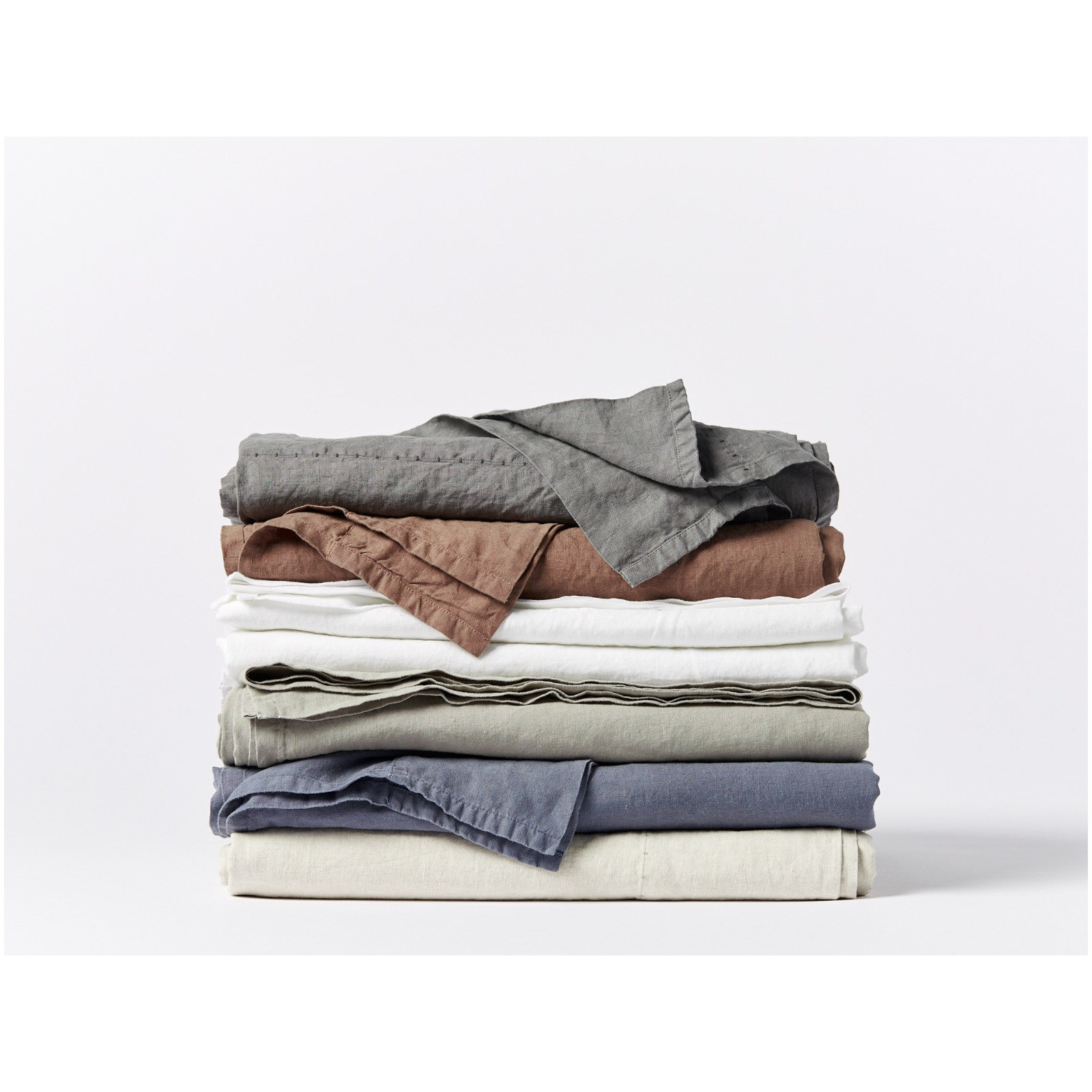 Coyuchi Organic Relaxed Linen Fitted Sheet, Queen Fitted Sheet, Midnight Indigo