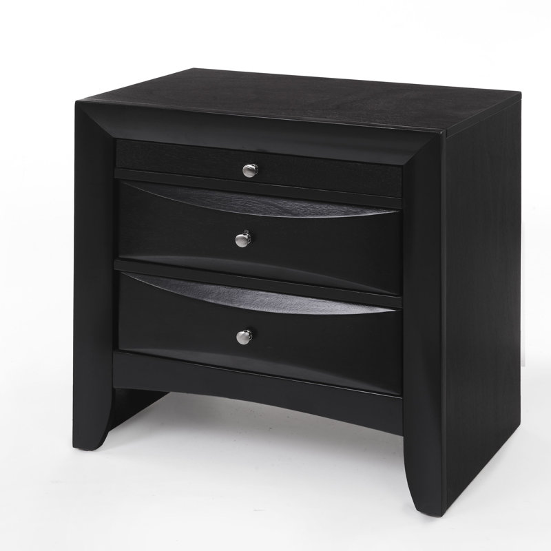 Table de chevet moderne noire avec rangement pratique et profil attrayant, Noir