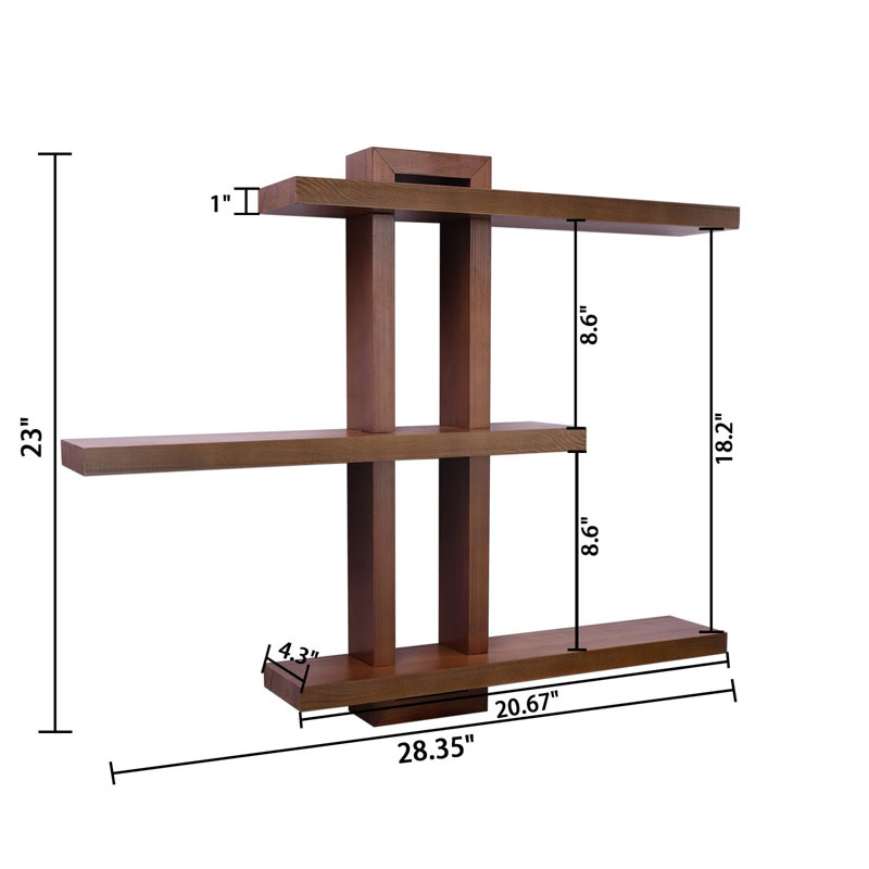 Rashanda 3 Piece Pine Tiered Shelf, Light Walnut