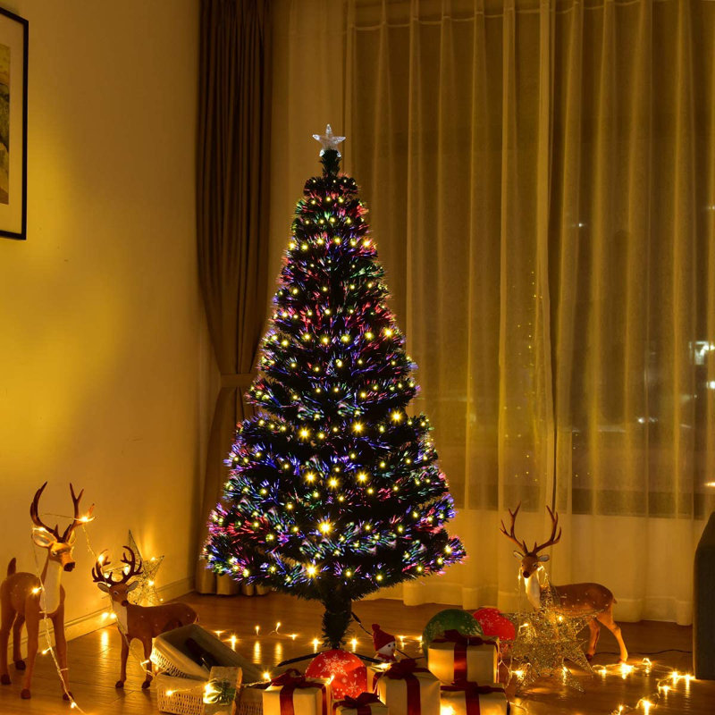 Artificial Christmas Tree Green with LED Lights, 150cm H
