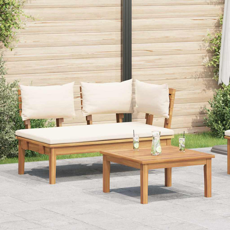Garden Bench and Table Set, Cream