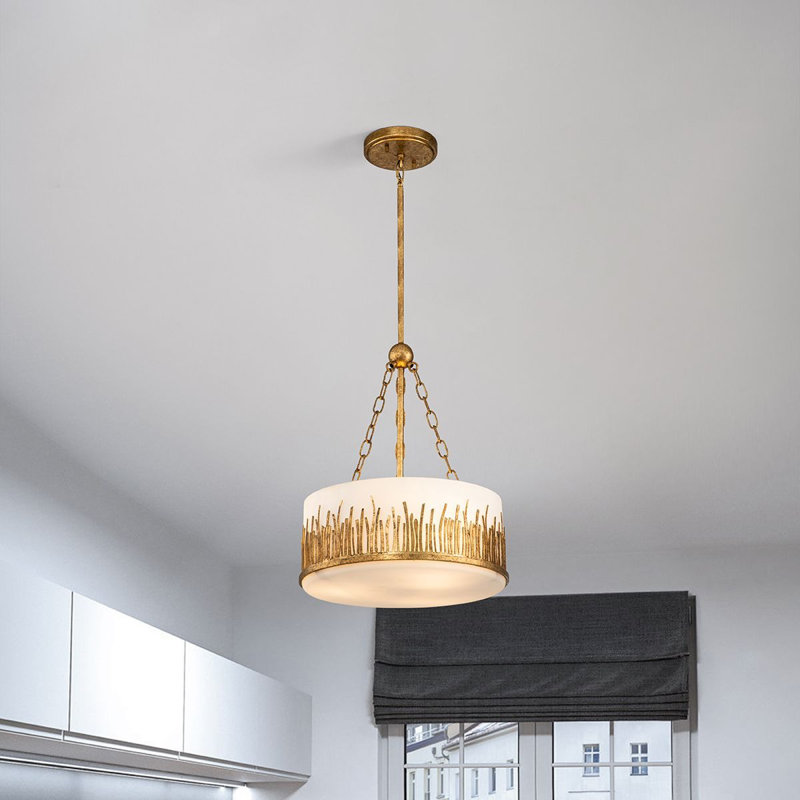 Sawgrass 2 - Light Shaded Drum Pendant, Gold 