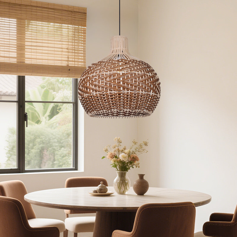 Luminaire suspendu dôme brun clair Boudica 1, H 17,71 po x l 19,68 po x P 19,68 po
