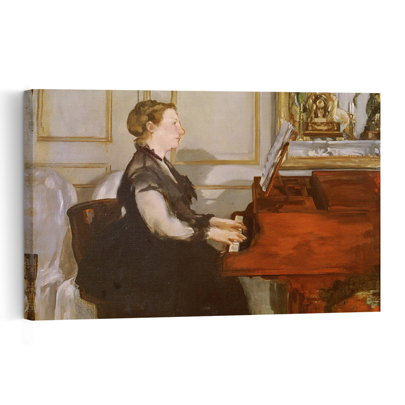 Madame Manet au piano, 1868, reproduction d'art mural abstrait impressionniste contemporain, H 40 po x l 60 po