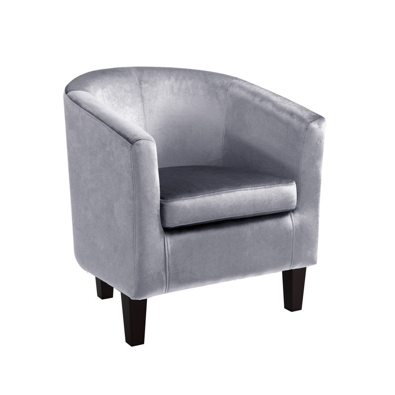 Sabine Velvet Barrel Chair, Silver Gray Velvet