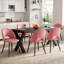  Modern Minimalist Horseshoe Velvet Dining Chair - Upholstered Hollow Back Chair - Black Metal Legs-641309008