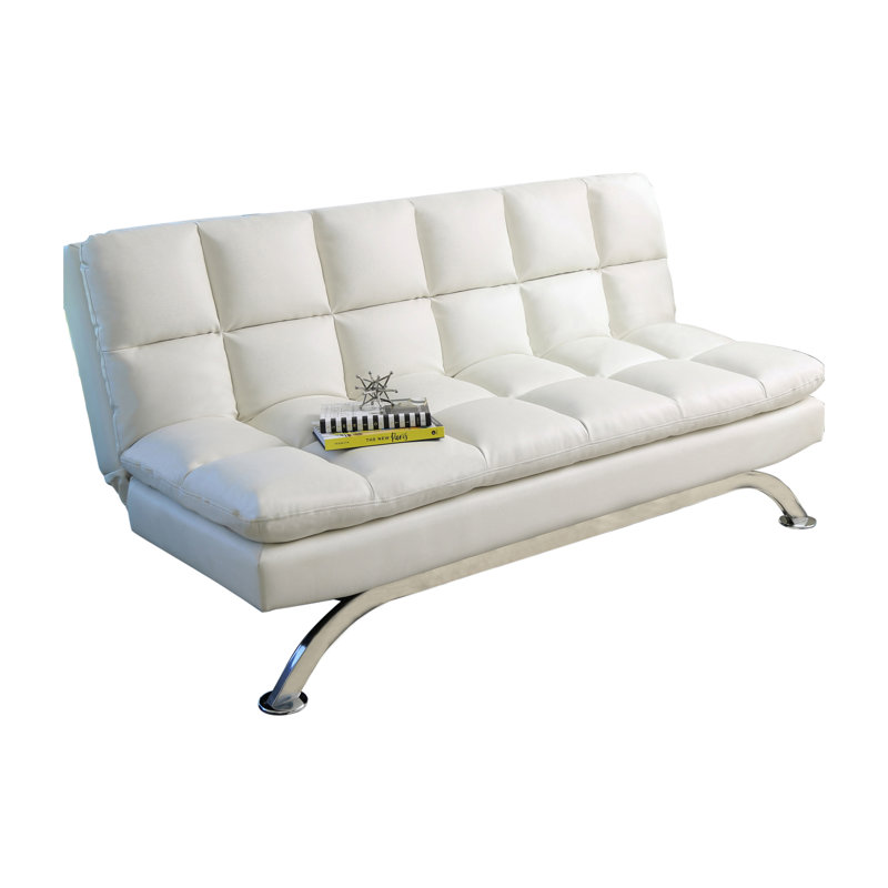 Canapé-lit rembourré 70,5 po Warriner, Simili cuir blanc