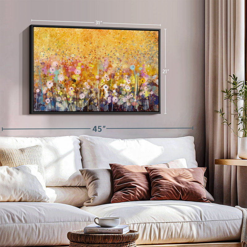 Abstrait «Soft Color Abstract Flowers Canvas Print», H 21 po x l 31 po