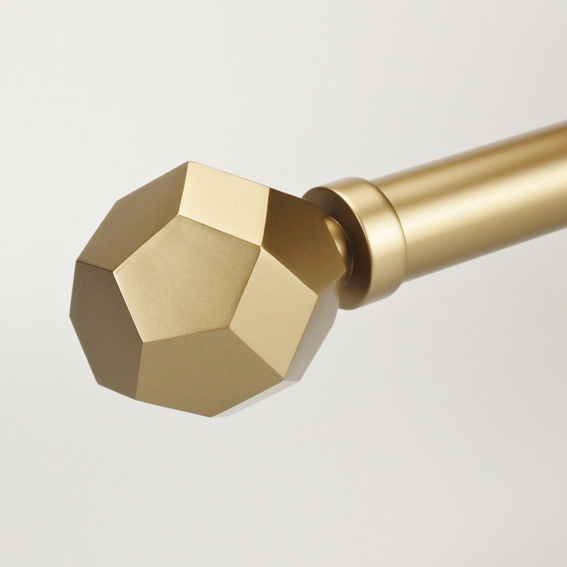 Jasmary Iron Adjustable 1.125'' Single Curtain Rod, 36" - 72", Gold