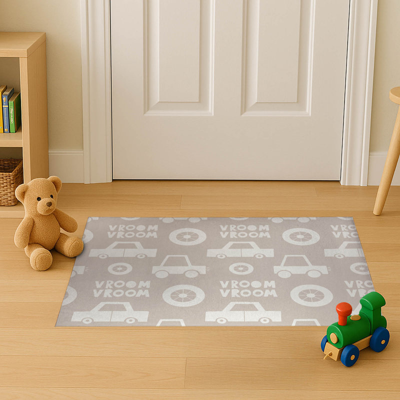 Vroom vroom Indoor Doormat, 60" W x 84" L, Taupe