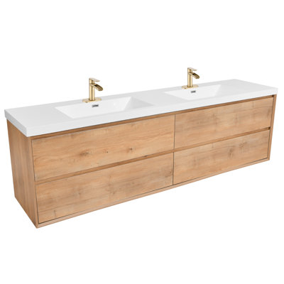 84 Inch Floating Wall-Mounted Bahtroom Vanity With Double Sink