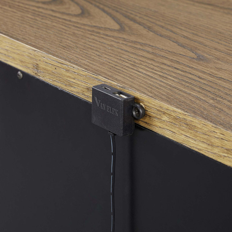 Table de chevet 2 tiroirs avec port USB et base en métal