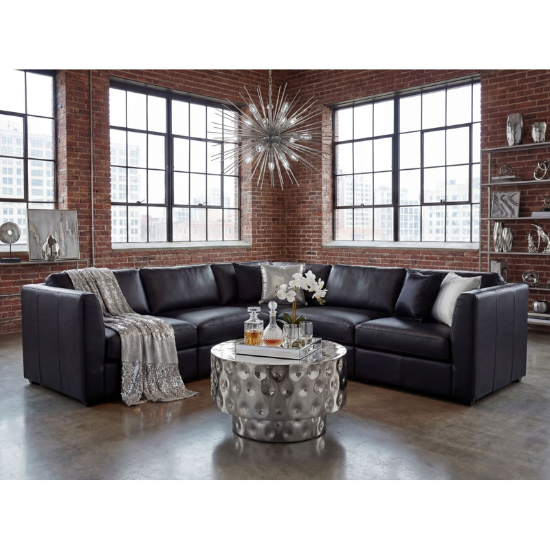 Round Gold Aluminium Drum Coffee Table, Silver, Silver, Silver