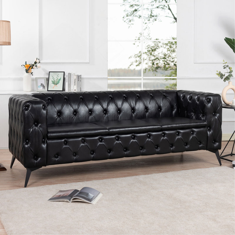 Canapé 3 places à coussin carré amovible de 84,06 po de largeur