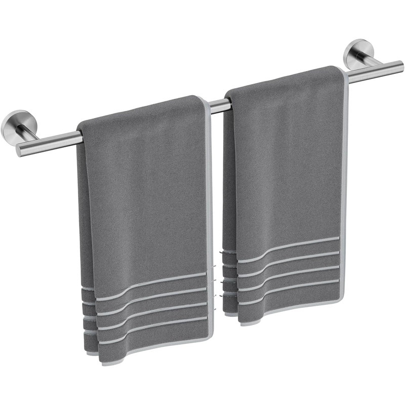 Barre à serviettes en acier inoxydable - 24/26 po pour fixation murale de salle de bain, Argent argent