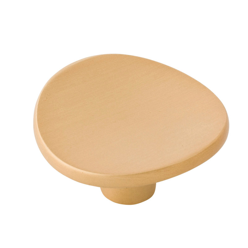 Brushed Golden Brass Round Knob with Mounting Hardware