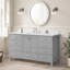 Meuble-lavabo autoportant 60 po avec lavabo simple et cadre en bois massif 60 po gris-1020968777