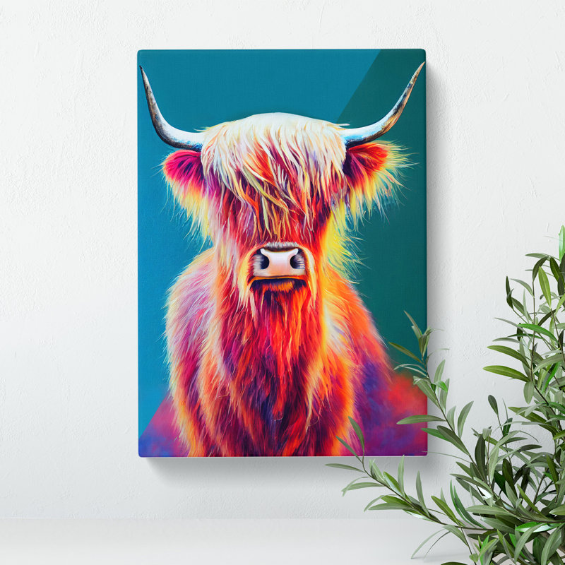 Colourful Highland Cow No.2 - Wrapped Canvas