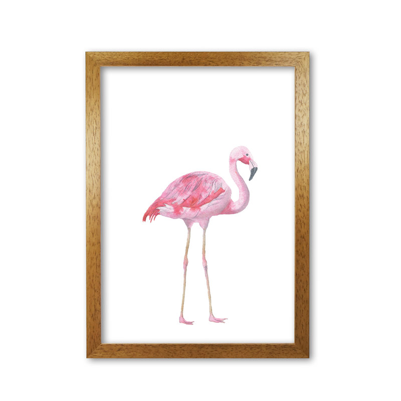 Flamingo - Painting, Honey Oak Frame, 42 cm H x 30 cm W x 5 cm D