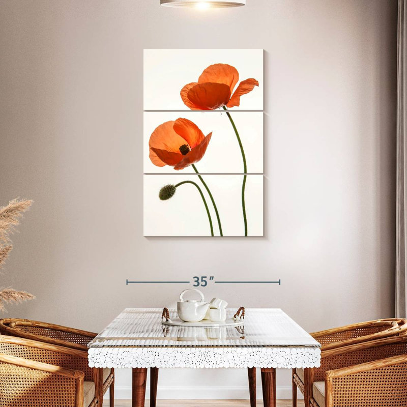 Fleurs de pavot orange, H 32 po x l 20 po