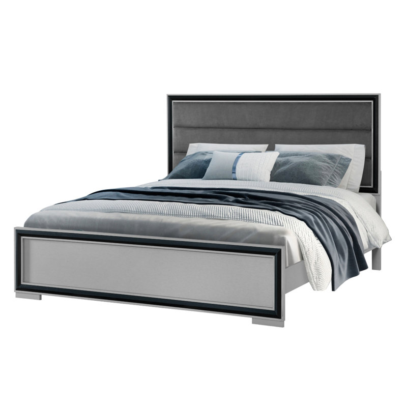 ADELAIDE GREY BLACK KING BED W/LED