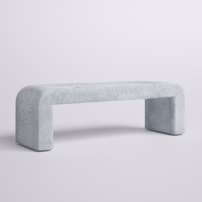 Banc rembourré mortrick, Microsuède bleu Gwen, H 19 po x l 60 po x P 18 po