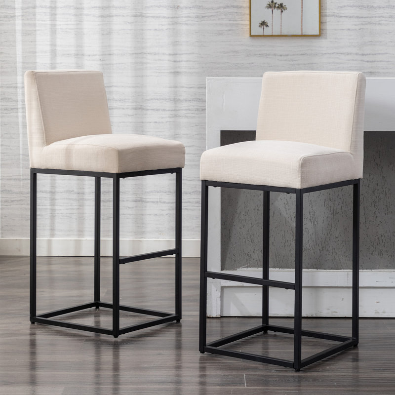 Bernardini Modern Upholstered Counter Stool, Cream/Black Frame, Bar Stool (31" Seat Height)