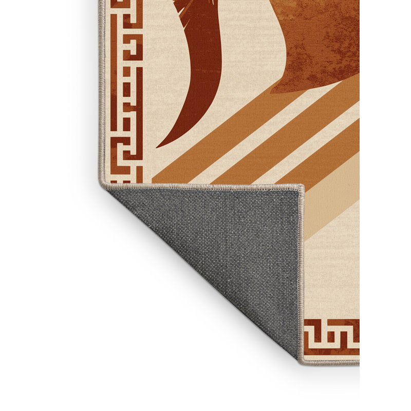 Tapis traditionnel moelleux doux à rayures Schroeder - beige, 5 x 7