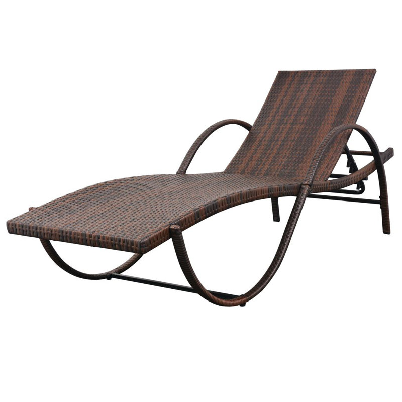 Volkman 77.2" Long Single chaise with Cushions, Brown
