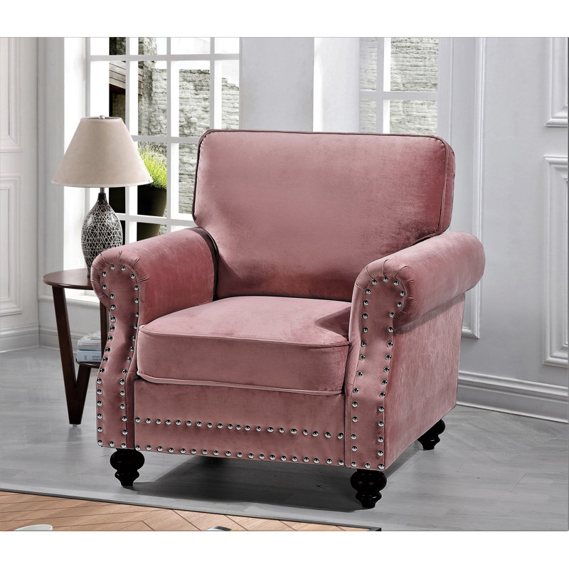 Esquer Velvet Chesterfield Chair, Rose