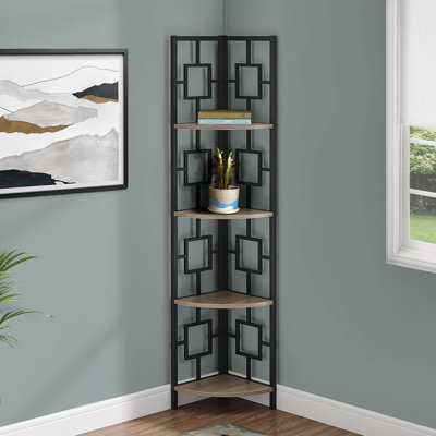 Bookshelf Bookcase Etagere Corner 4 Tier 62"h Office Bedroom Metal Contemporary Modern